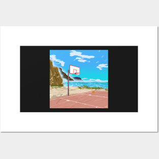 Beach Basketball Painting Posters and Art